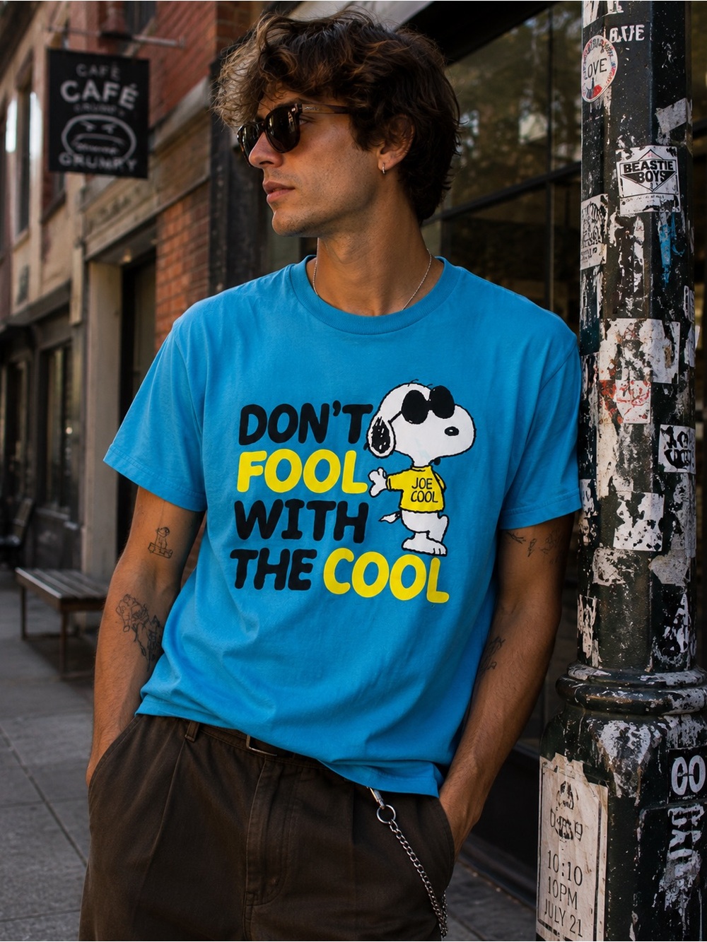 Peanuts Snoopy Joe Cool Don’t Fool With The Cool Graphic Tee Shirt Medium